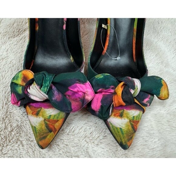 TED BAKER Women's Ryoh Pointed Toe Bow Accent Art Print High Heel Pumps Shoes 41 - Picture 3 of 7